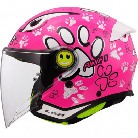 LS2 casco moto infantil Funny II OF622 Paws rosa