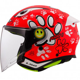 LS2 casco moto infantil Funny II OF622 Paws rojo